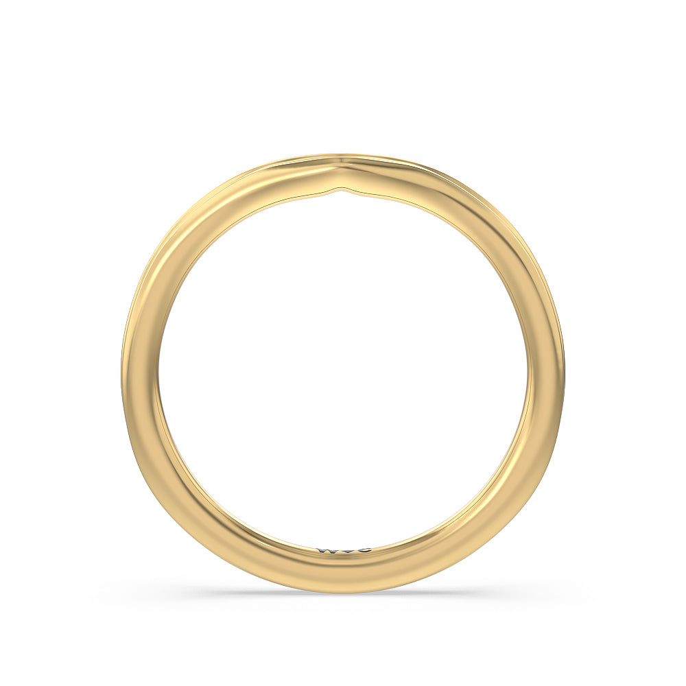 Trio Peekaboo Fine Line Wedding Band with 18KT Yellow Gold Cut Diamond in 14KT Yellow Gold view 2
