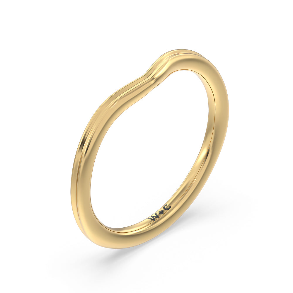 Trio Peekaboo Fine Line Wedding Band with 18KT Yellow Gold Cut Diamond in 14KT Yellow Gold view 4
