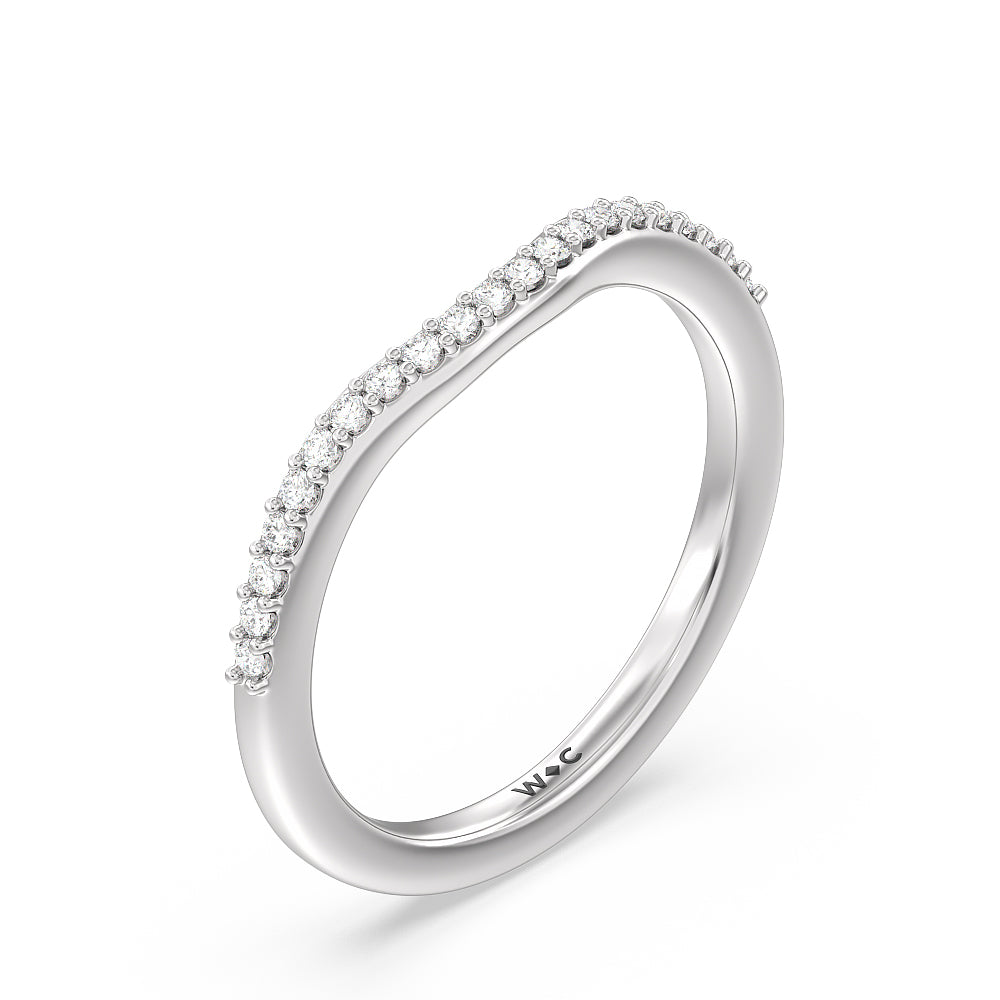 Diamond Collar Fine Line Diamond Wedding Band with Platinum Cut Diamond in 14KT Platinum view 4
