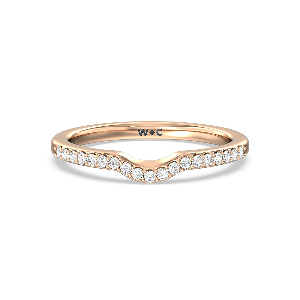 Fine Line Cathedral Diamond Wedding Band with 18KT Rose Gold Cut Diamond in 14KT Rose Gold view 1
