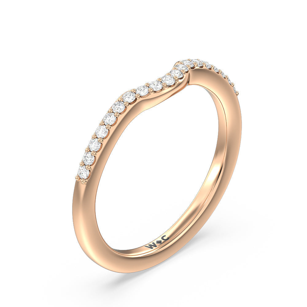 Fine Line Cathedral Diamond Wedding Band with 18KT Rose Gold Cut Diamond in 14KT Rose Gold view 4
