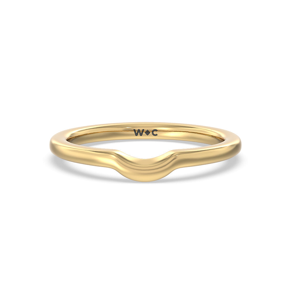 Fine Line Cathedral Wedding Band with 18KT Yellow Gold Cut Diamond in 14KT Yellow Gold view 1
