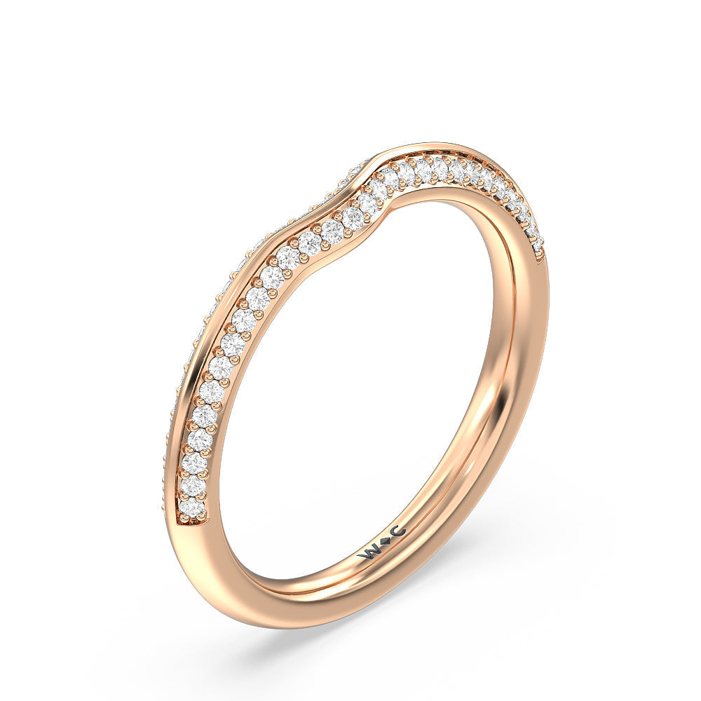 Fine Line Knife Edge Diamond Wedding Band with 18KT Rose Gold Cut Diamond in 14KT Rose Gold view 4
