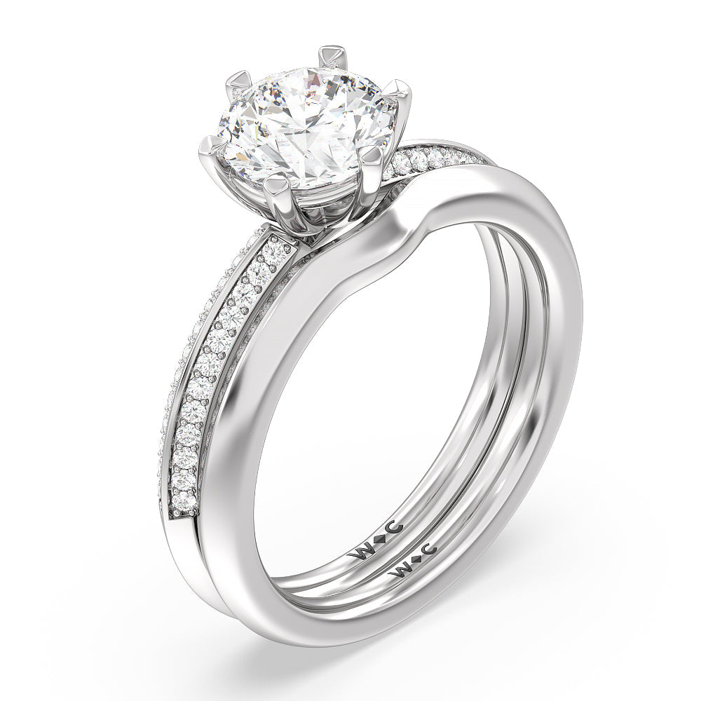 Fine Line Knife Edge Wedding Band with Platinum Cut Diamond in 14KT Platinum view 3
