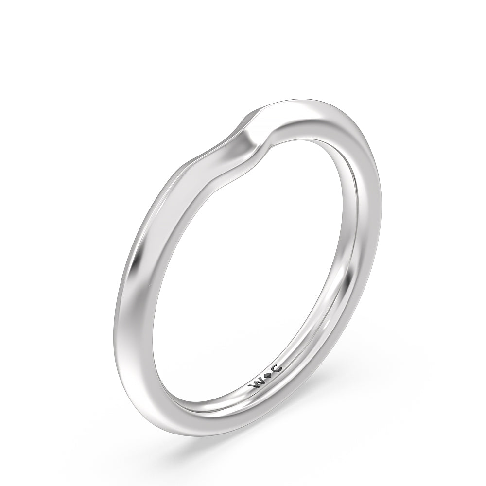 Fine Line Knife Edge Wedding Band with Platinum Cut Diamond in 14KT Platinum view 4

