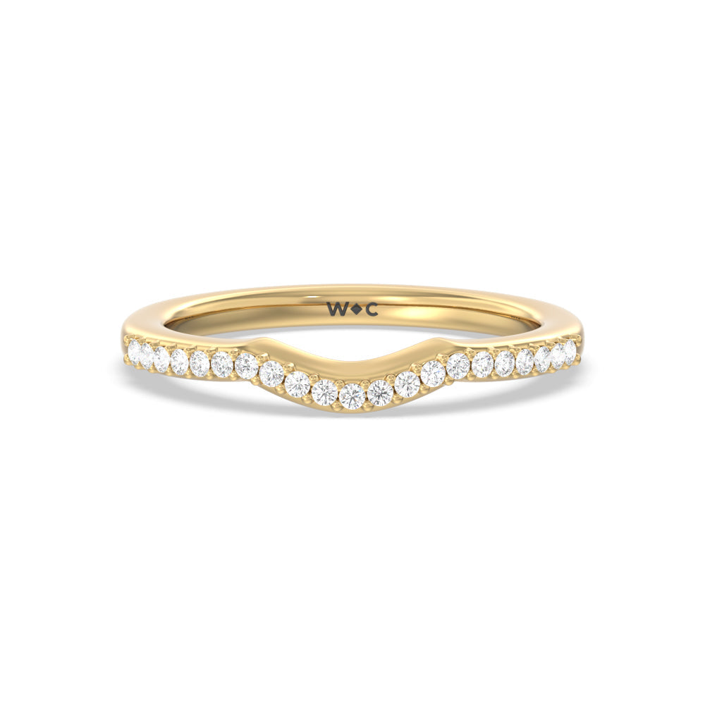 Fine Line Pear Three Stone Diamond Wedding Band with 18KT Yellow Gold Cut Diamond in 14KT Yellow Gold view 1
