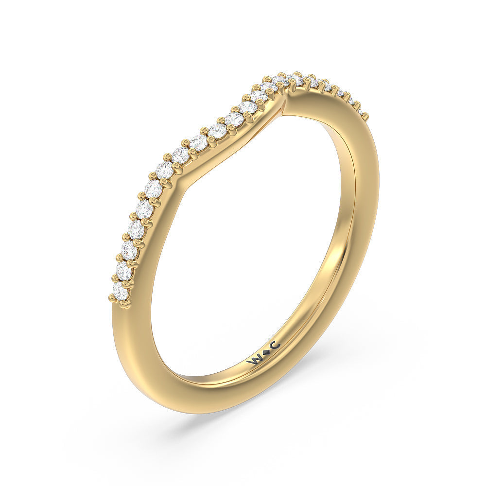 Fine Line Pear Three Stone Diamond Wedding Band with 18KT Yellow Gold Cut Diamond in 14KT Yellow Gold view 4
