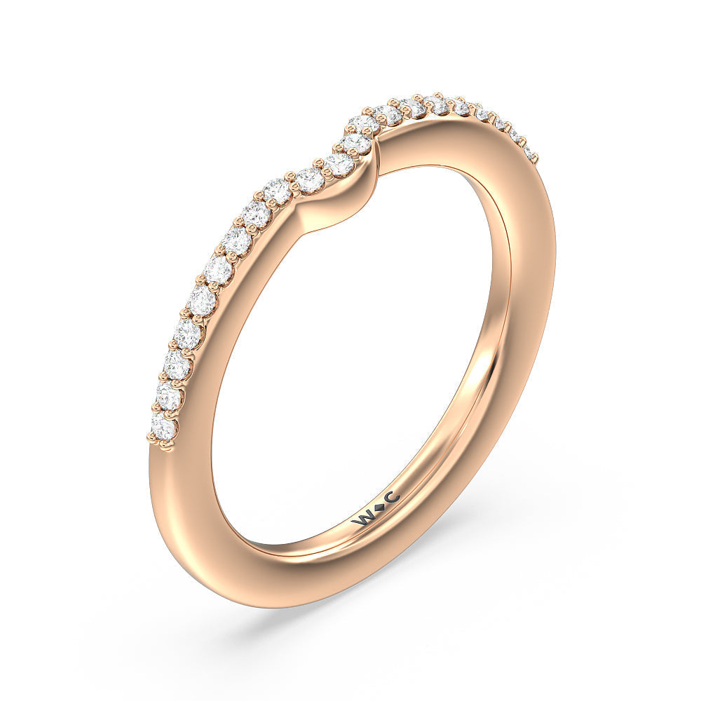 6 Claw Rope Fine Line Diamond Wedding Band with 18KT Rose Gold Cut Diamond in 14KT Rose Gold view 4
