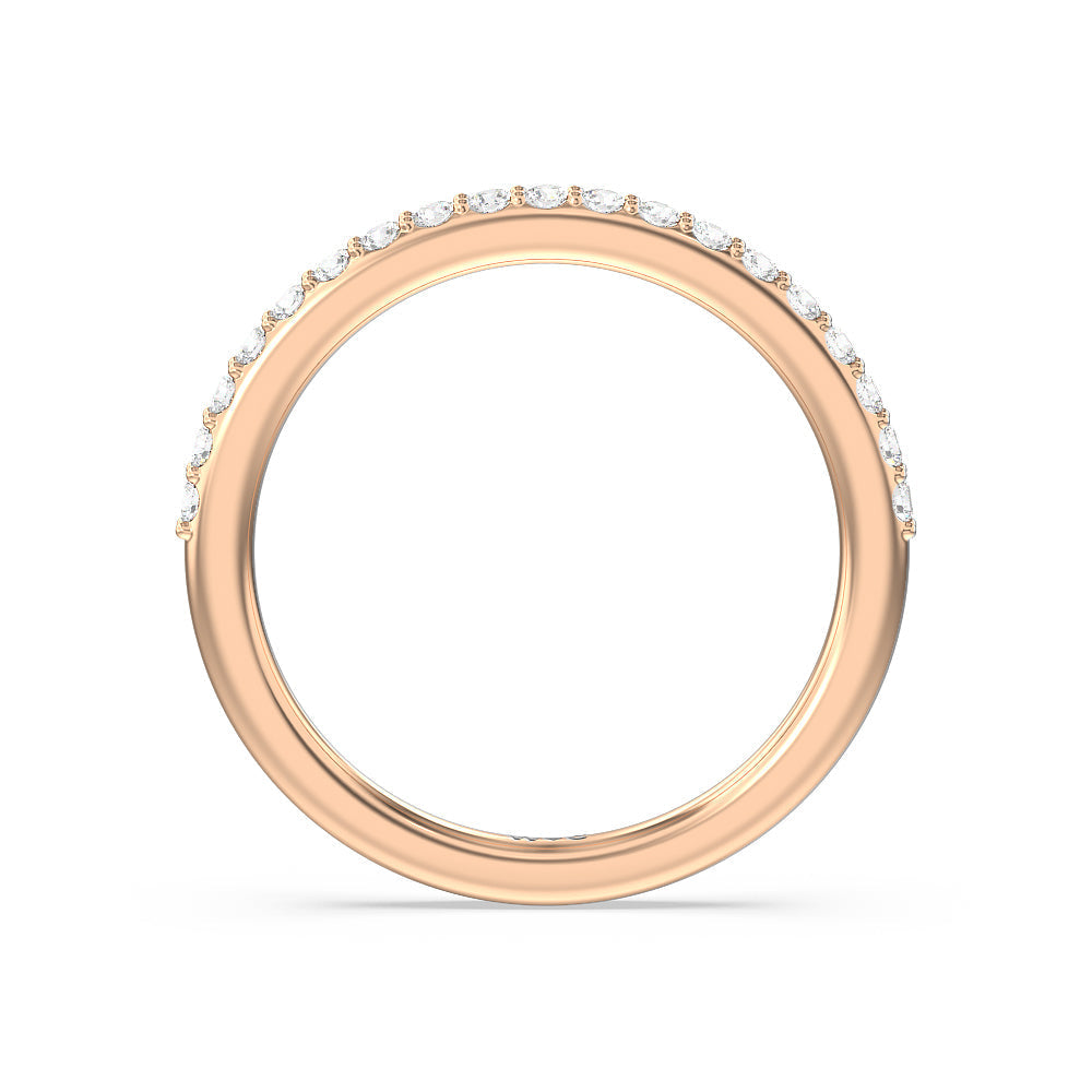 Fine Line Kite Set Diamond Wedding Band with 18KT Rose Gold Cut Diamond in 14KT Rose Gold view 2
