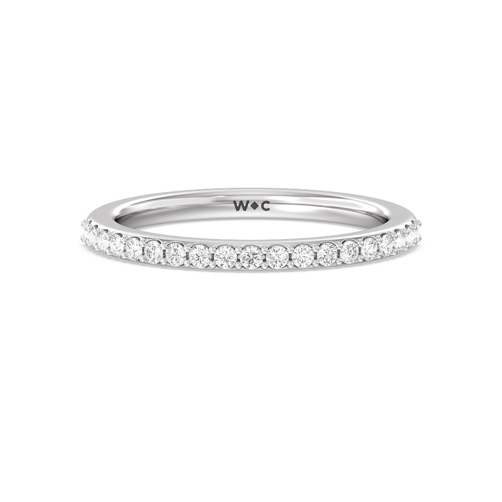 Fine Line Kite Set Diamond Wedding Band with Platinum Cut Diamond in 14KT Platinum view 1
