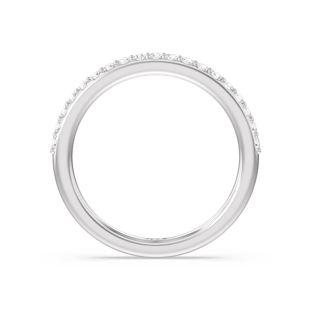 Fine Line Kite Set Diamond Wedding Band with Platinum Cut Diamond in 14KT Platinum view 2
