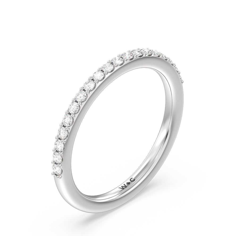 Fine Line Kite Set Diamond Wedding Band with Platinum Cut Diamond in 14KT Platinum view 4
