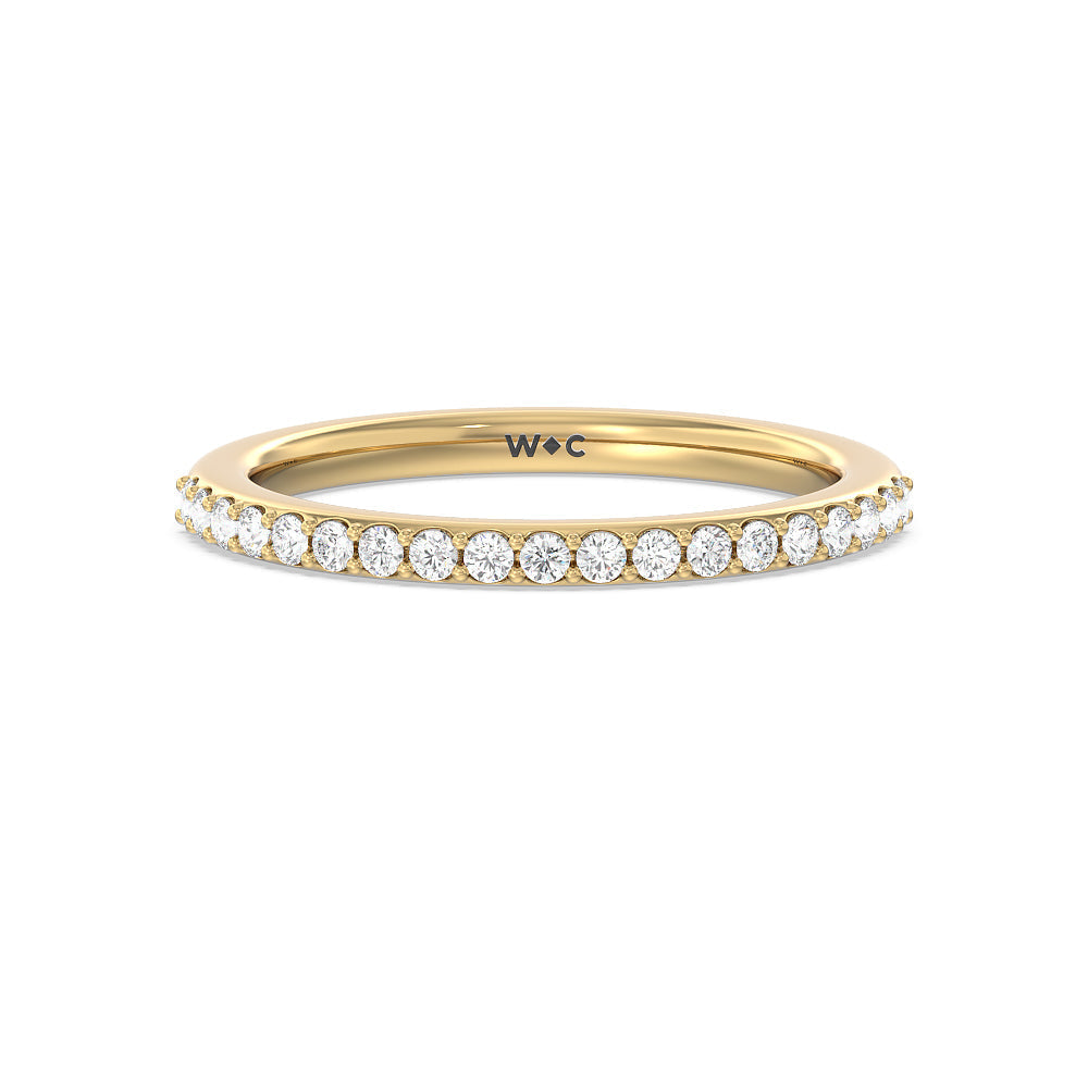 Fine Line Kite Set Diamond Wedding Band with 18KT Yellow Gold Cut Diamond in 14KT Yellow Gold view 1
