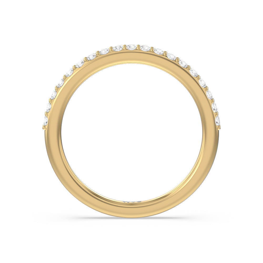 Fine Line Kite Set Diamond Wedding Band with 18KT Yellow Gold Cut Diamond in 14KT Yellow Gold view 2
