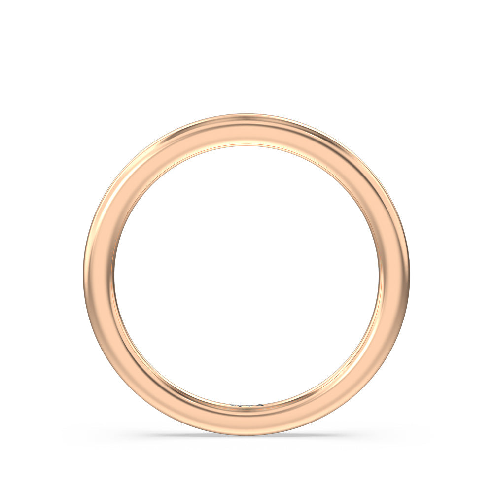 Fine Line Kite Set Wedding Band with 18KT Rose Gold Cut Diamond in 14KT Rose Gold view 2
