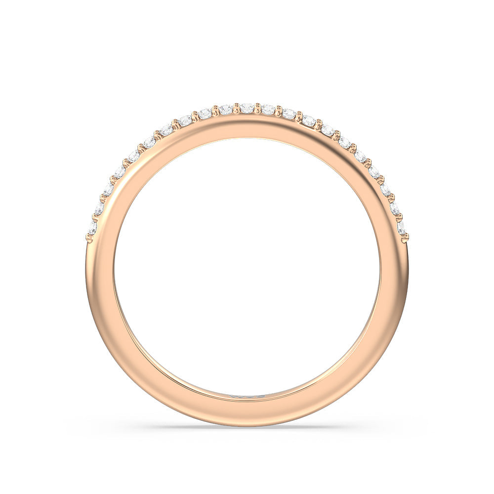 Modern Fine Line Diamond Wedding Band with 18KT Rose Gold Cut Diamond in 14KT Rose Gold view 2
