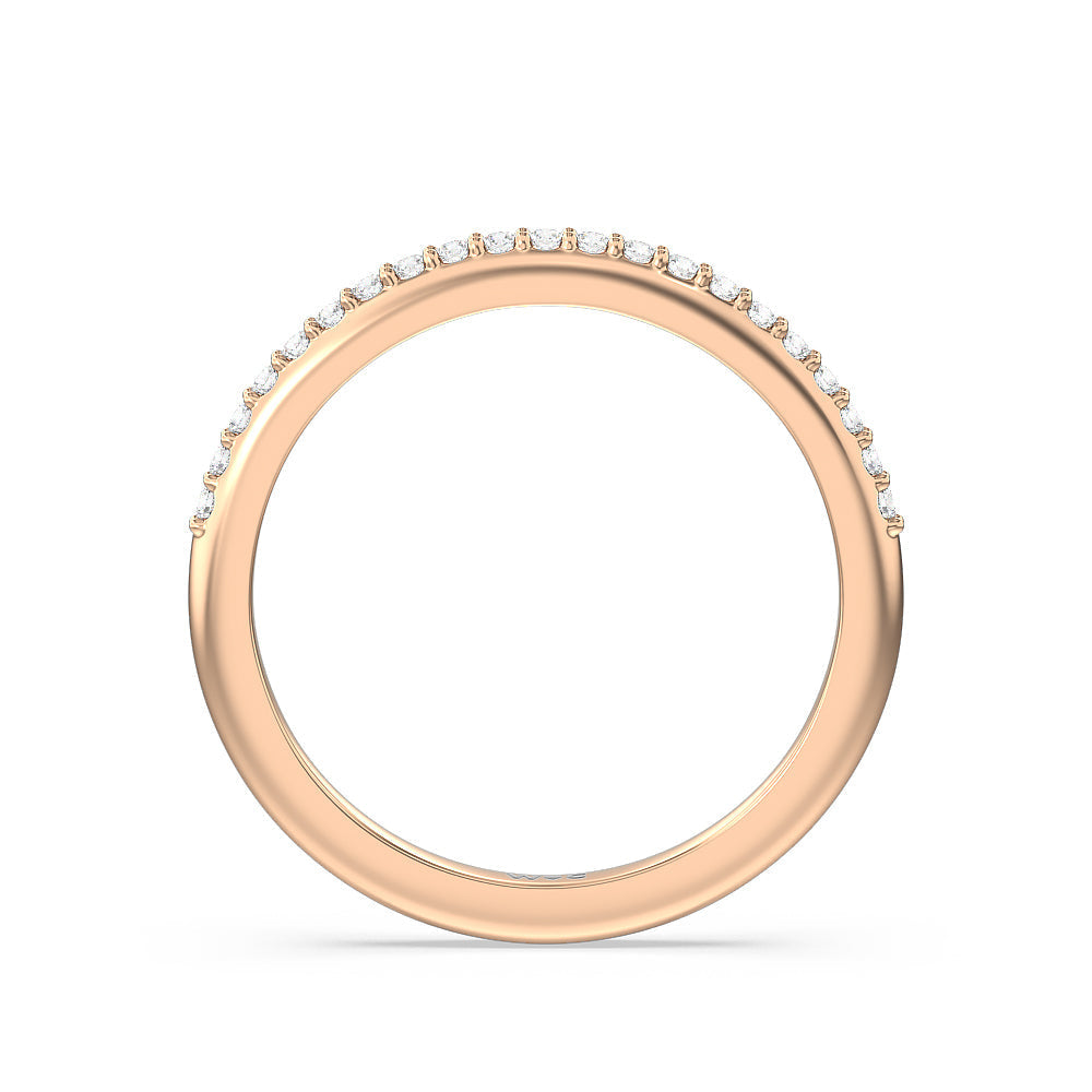 Modern Fine Line Diamond Wedding Band (E+ VS+) with 18KT Rose Gold Cut Diamond in 14KT Rose Gold view 2
