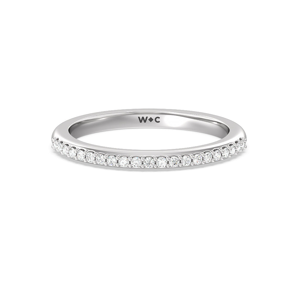Modern Fine Line Diamond Wedding Band (E+ VS+) with Platinum Cut Diamond in 14KT Platinum view 1
