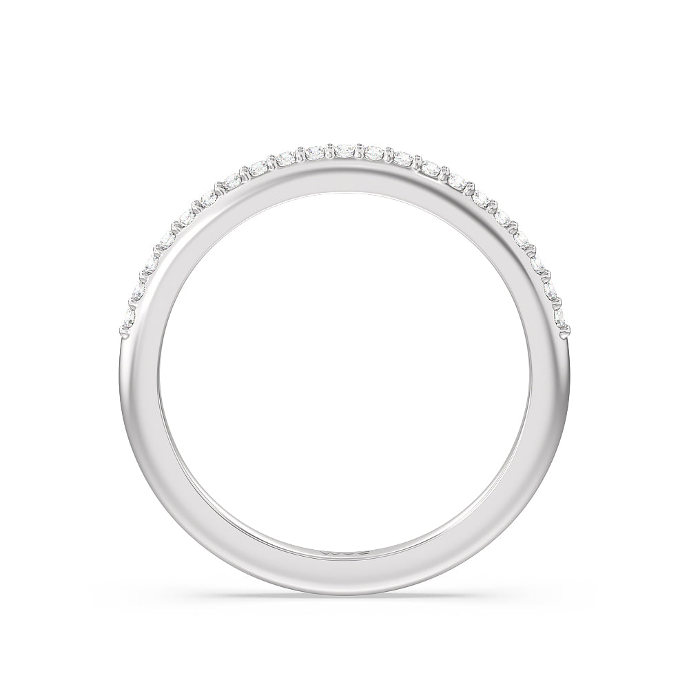 Modern Fine Line Diamond Wedding Band with Platinum Cut Diamond in 14KT Platinum view 2
