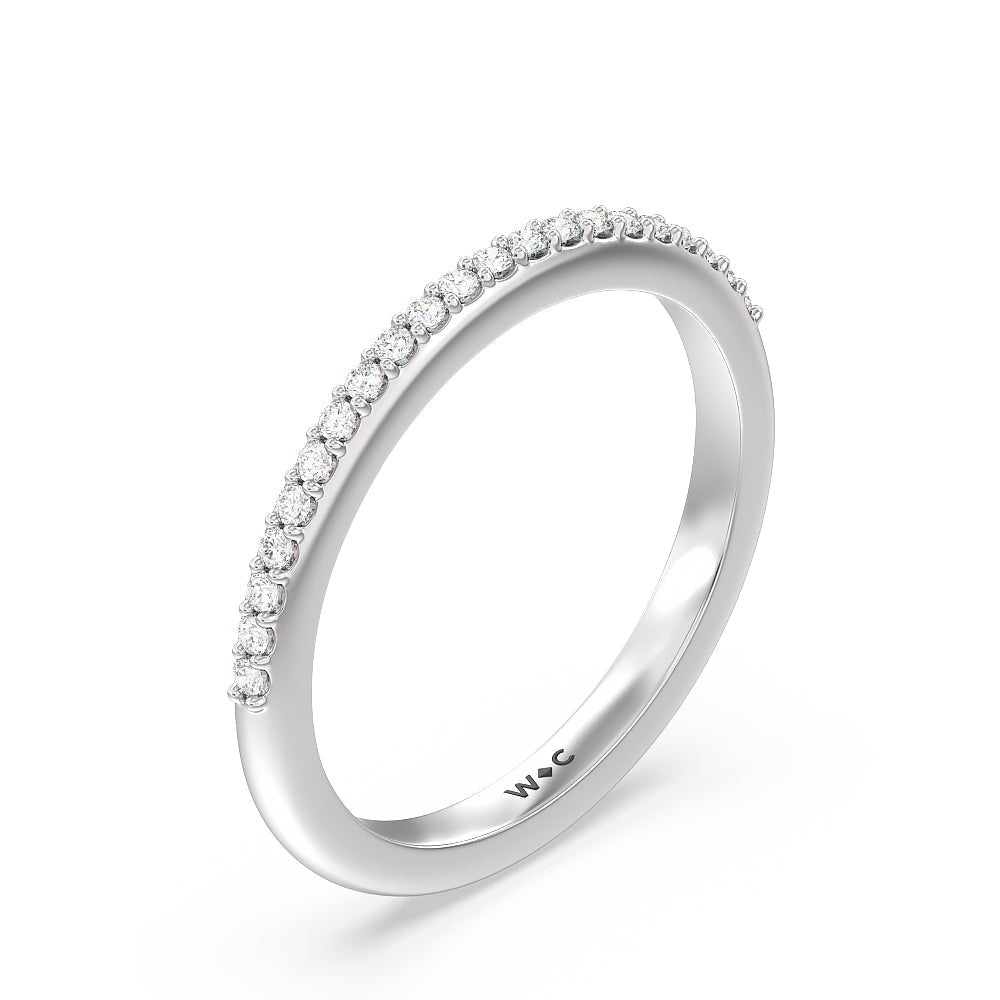 Modern Fine Line Diamond Wedding Band with Platinum Cut Diamond in 14KT Platinum view 4
