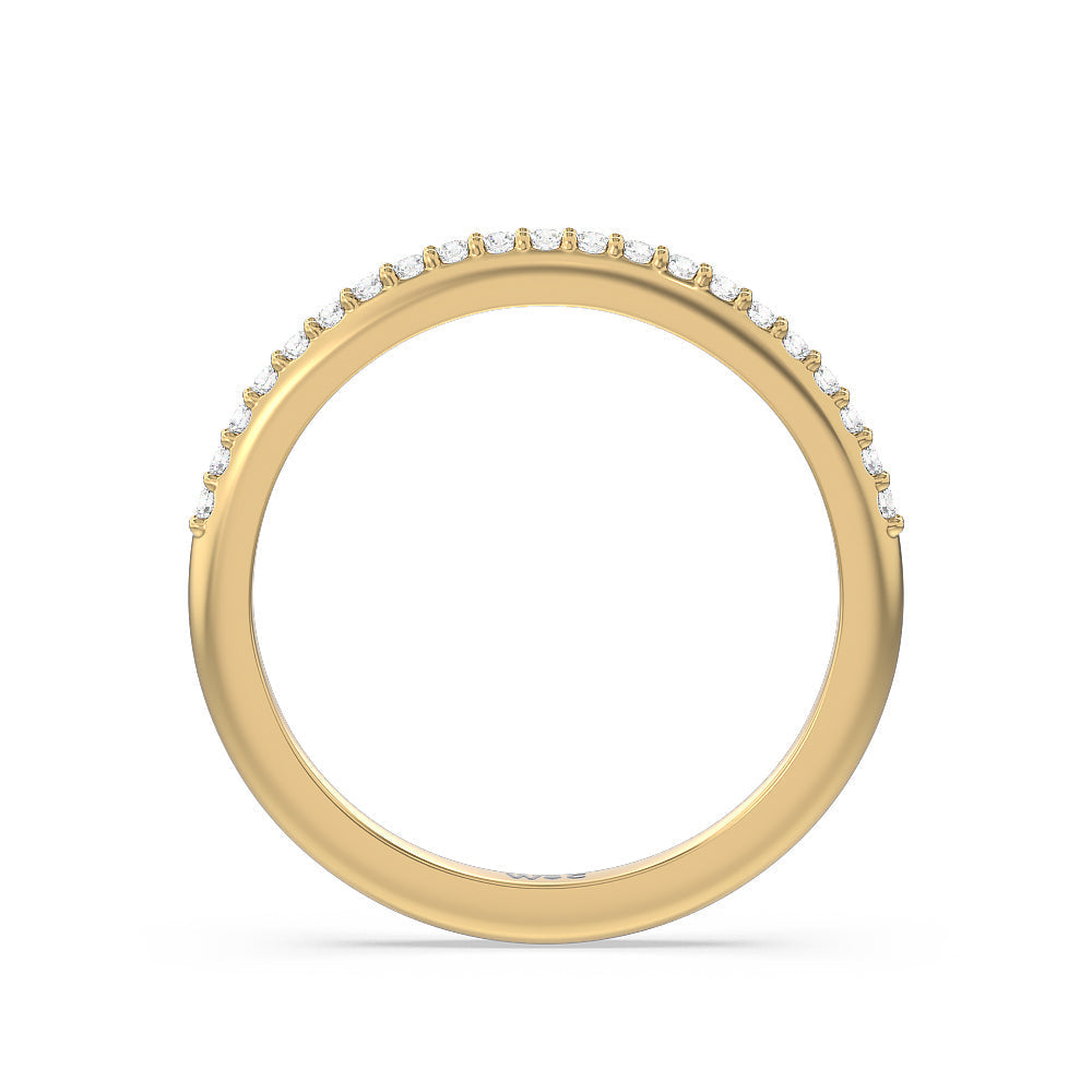 Modern Fine Line Diamond Wedding Band with 18KT Yellow Gold Cut Diamond in 14KT Yellow Gold view 2
