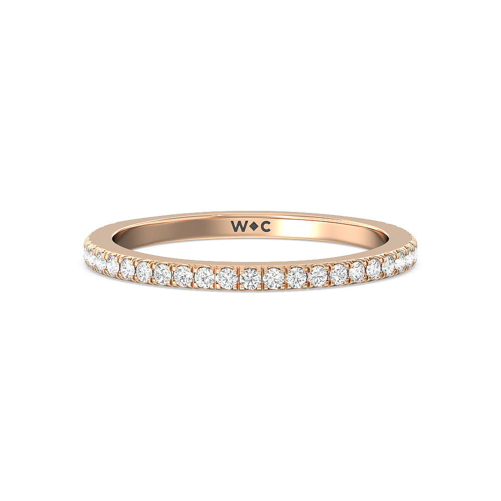 Classic Hidden Halo Wedding Band (E+ VS+) with 18KT Rose Gold Cut Diamond in 14KT Rose Gold view 1
