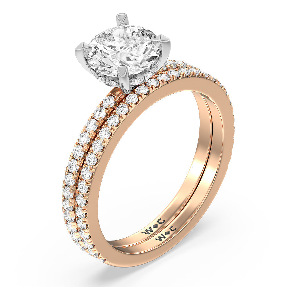 Emerald Cut Classic Hidden Halo Engagement Ring with Lab Grown Diamond in 14KT White & Rose Gold view 4
