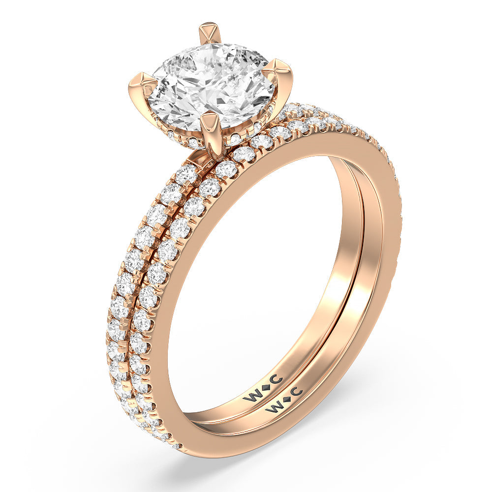 Classic Hidden Halo Wedding Band with 18KT Rose Gold Cut Diamond in 14KT Rose Gold view 3
