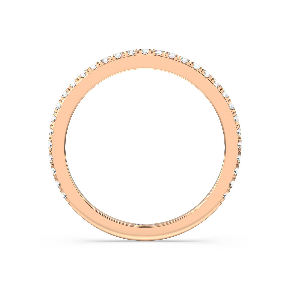 Classic Hidden Halo Wedding Band (E+ VS+) with 18KT Rose Gold Cut Diamond in 14KT Rose Gold view 4
