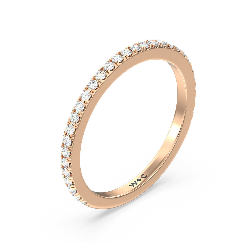 Classic Hidden Halo Wedding Band (E+ VS+) with 18KT Rose Gold Cut Diamond in 14KT Rose Gold view 2
