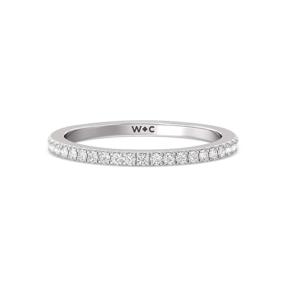 Classic Hidden Halo Wedding Band with Platinum Cut Diamond in 14KT Platinum view 1
