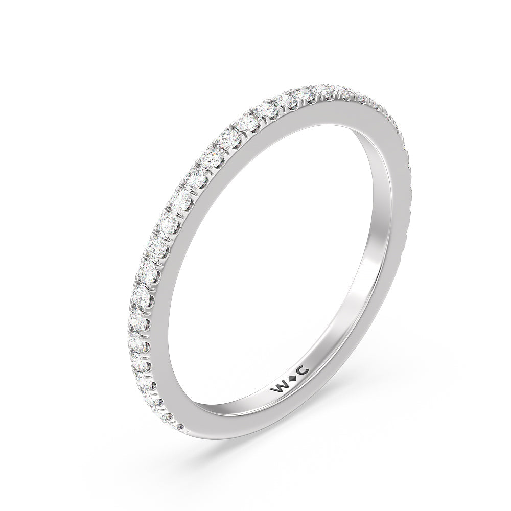 Classic Hidden Halo Wedding Band with Platinum Cut Diamond in 14KT Platinum view 2
