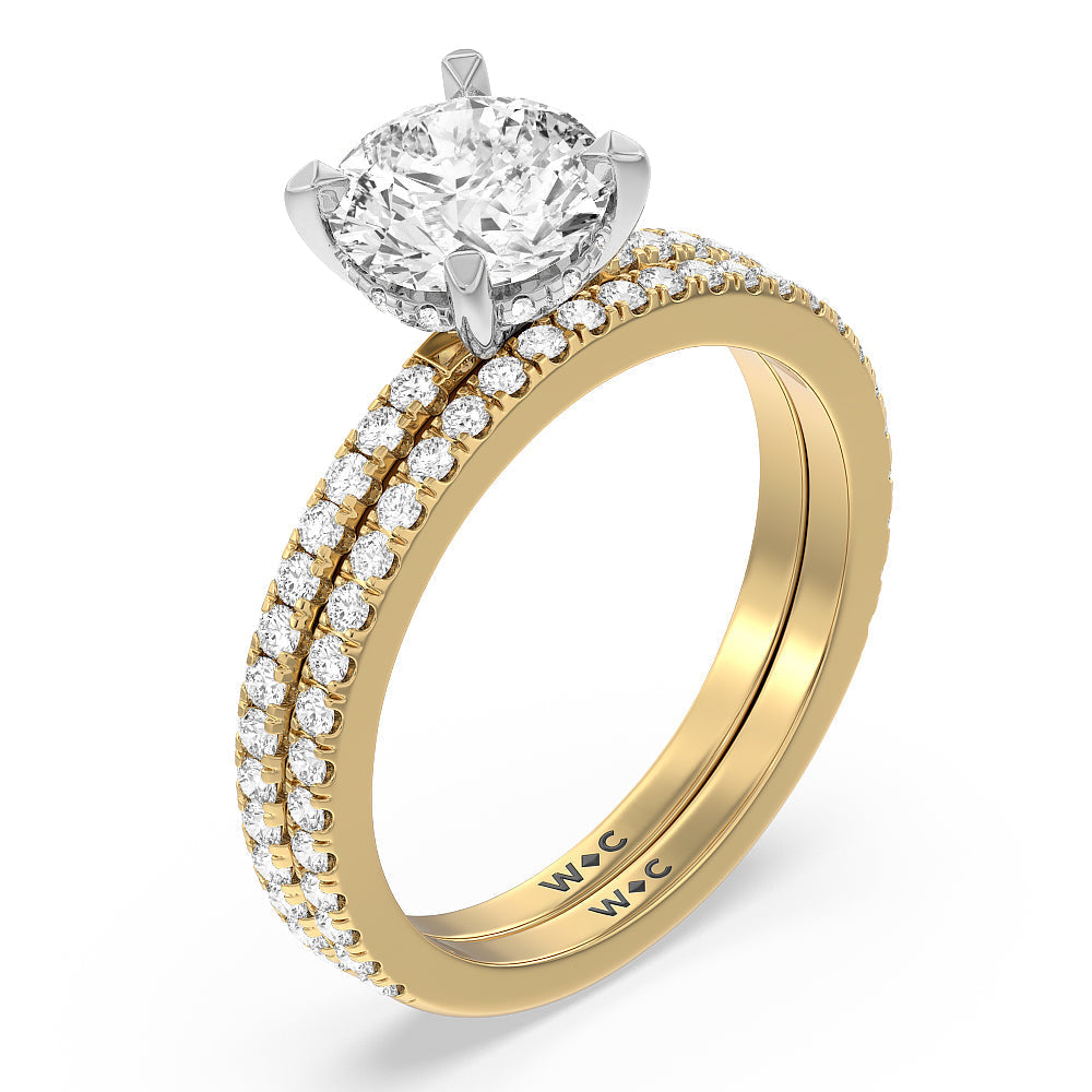 Oval Cut Classic Hidden Halo Engagement Ring with Lab Grown Diamond in 14KT White & Yellow Gold view 4
