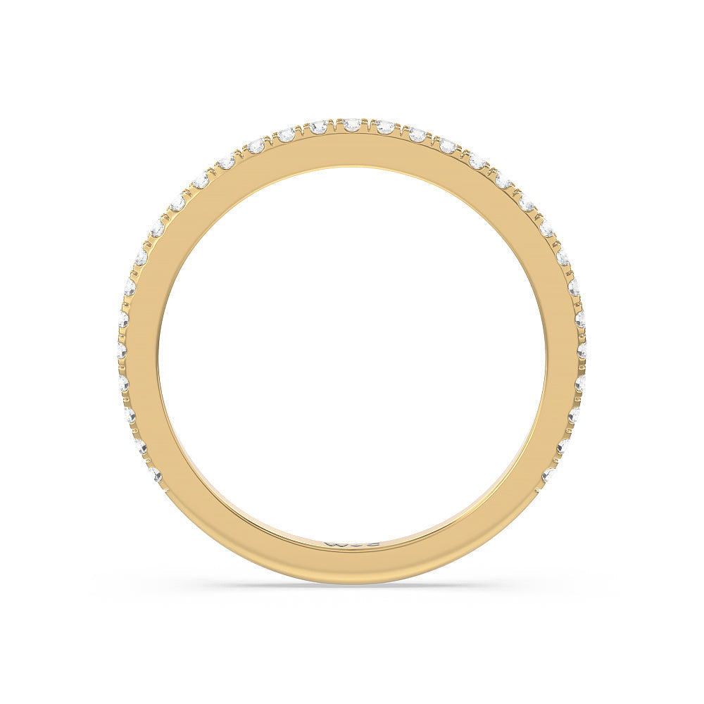 Classic Hidden Halo Wedding Band (E+ VS+) with 18KT Yellow Gold Cut Diamond in 14KT Yellow Gold view 4
