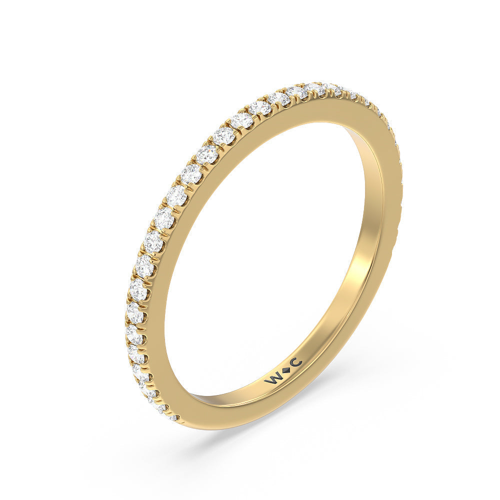 Classic Hidden Halo Wedding Band (E+ VS+) with 18KT Yellow Gold Cut Diamond in 14KT Yellow Gold view 2
