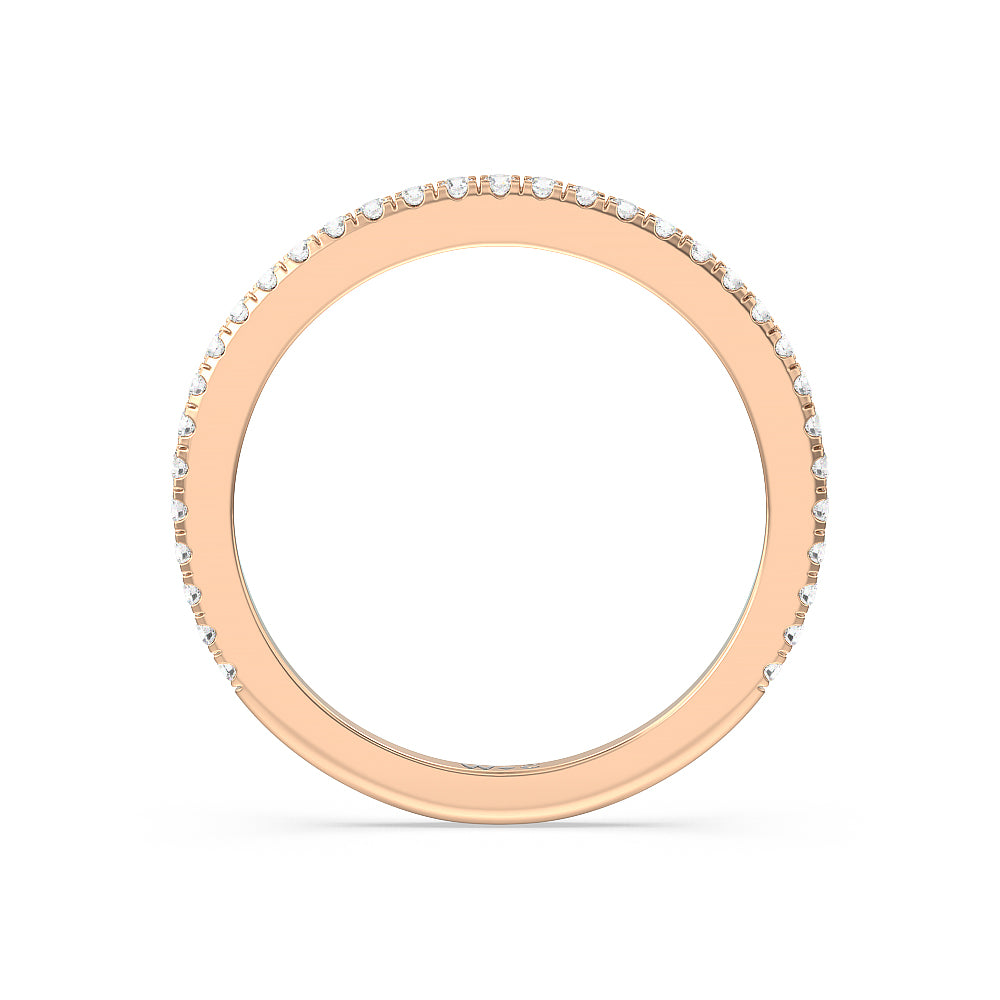 Pave Halo and Shank Wedding Band with 18KT Rose Gold Cut Diamond in 14KT Rose Gold view 4
