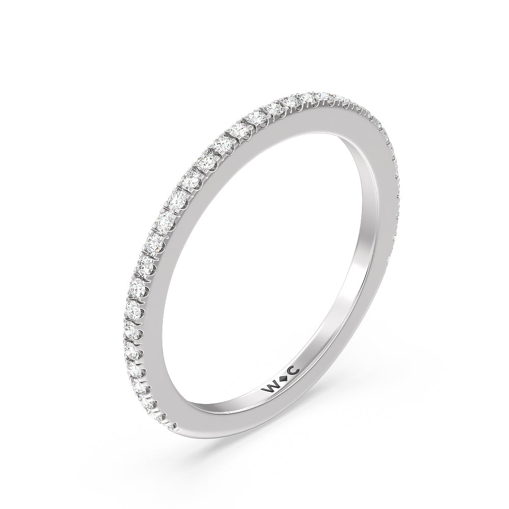 Pave Halo and Shank Wedding Band with Platinum Cut Diamond in 14KT Platinum view 2
