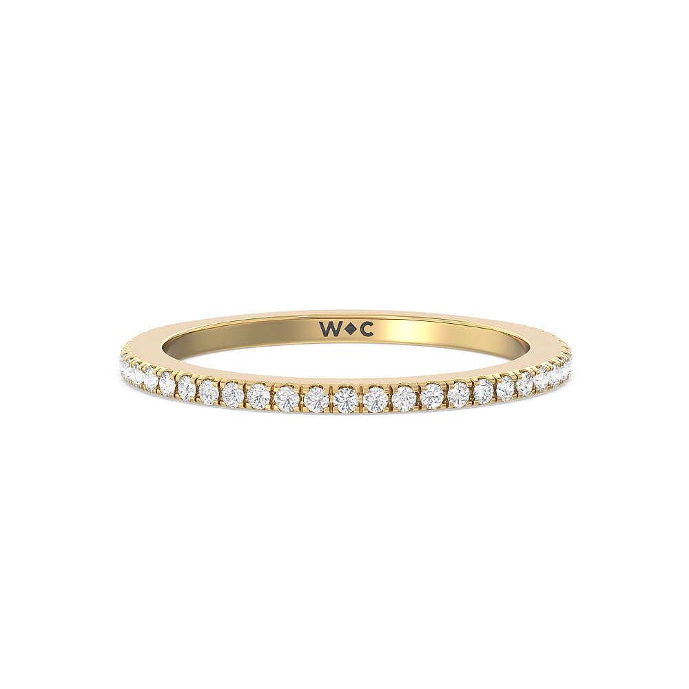 Pave Halo and Shank Wedding Band with 18KT Yellow Gold Cut Diamond in 14KT Yellow Gold view 1
