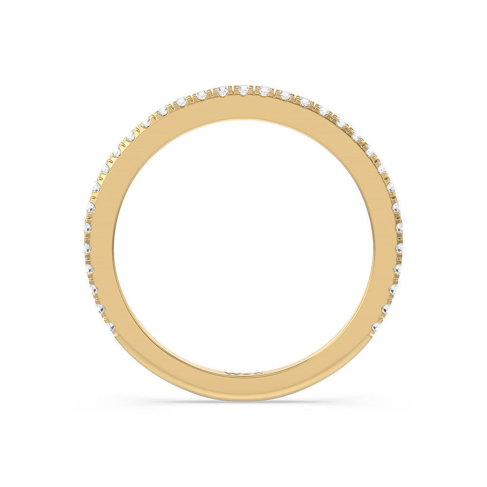 Pave Halo and Shank Wedding Band with 18KT Yellow Gold Cut Diamond in 14KT Yellow Gold view 4
