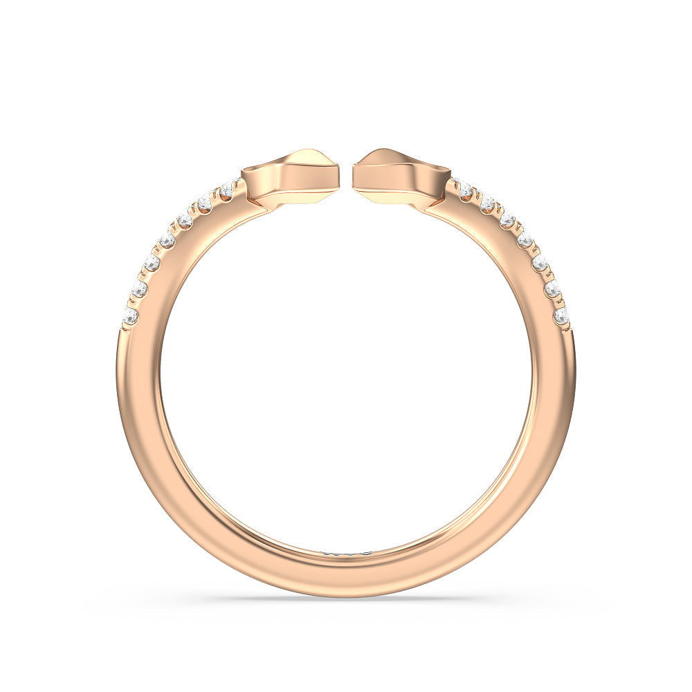 Begonia Bud Diamond Wedding Band with 18KT Rose Gold Cut Diamond in 14KT Rose Gold view 2
