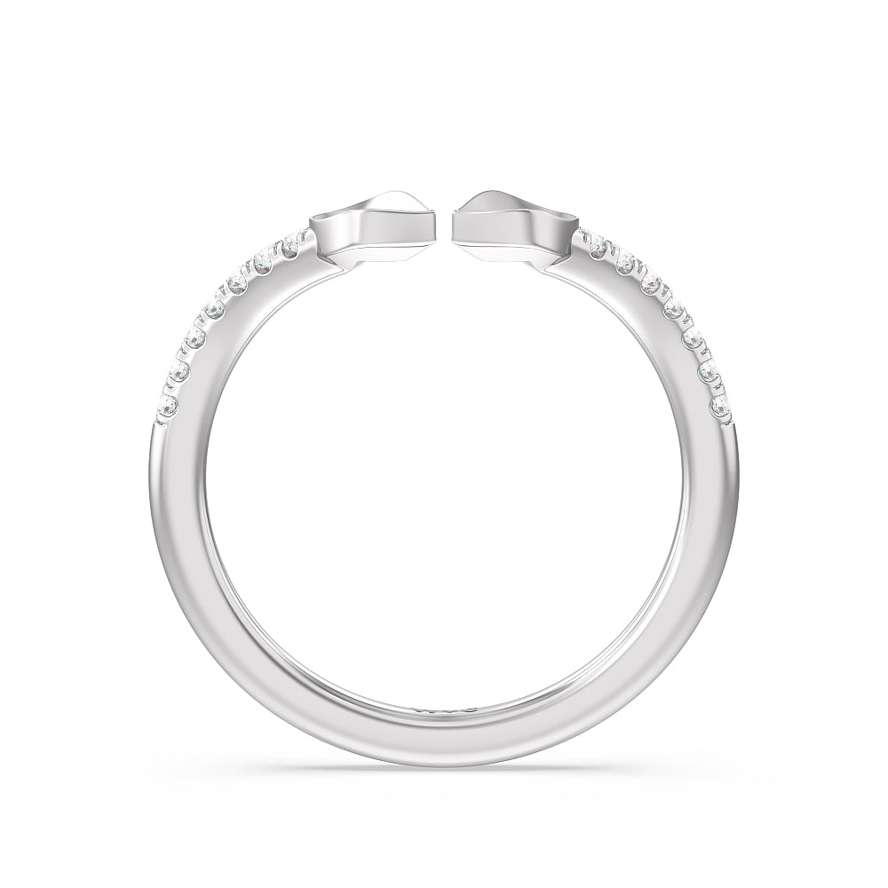 Begonia Bud Diamond Wedding Band with Platinum Cut Diamond in 14KT Platinum view 2
