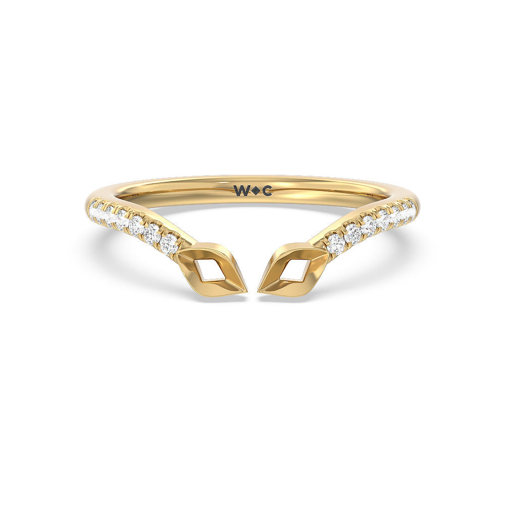 Begonia Bud Diamond Wedding Band with 18KT Yellow Gold Cut Diamond in 14KT Yellow Gold view 1
