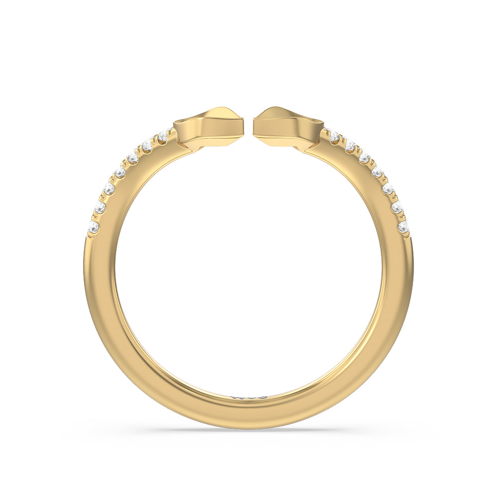 Begonia Bud Diamond Wedding Band with 18KT Yellow Gold Cut Diamond in 14KT Yellow Gold view 2
