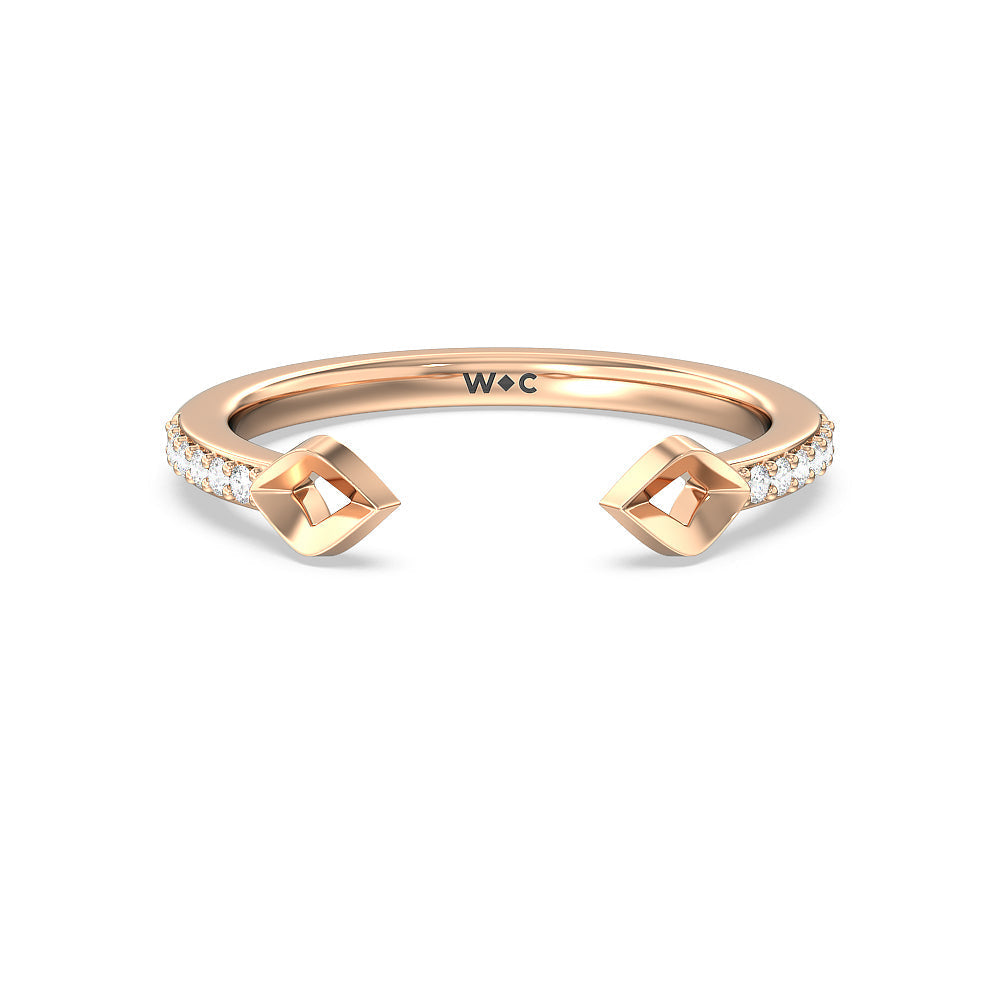 Begonia Bloom Diamond Wedding Band with 18KT Rose Gold Cut Diamond in 14KT Rose Gold view 1
