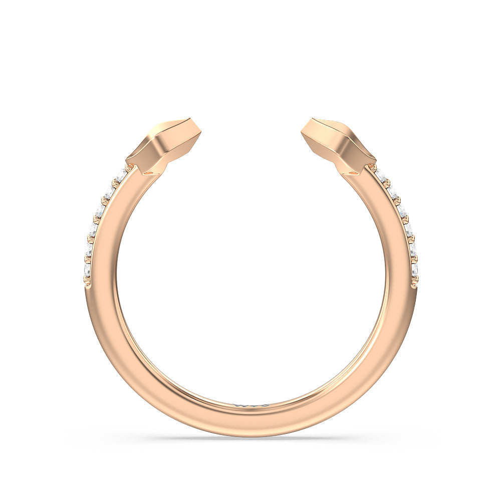 Begonia Bloom Diamond Wedding Band with 18KT Rose Gold Cut Diamond in 14KT Rose Gold view 2
