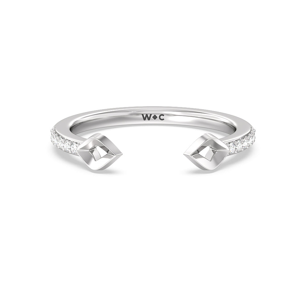 Begonia Bloom Diamond Wedding Band with Platinum Cut Diamond in 14KT Platinum view 1
