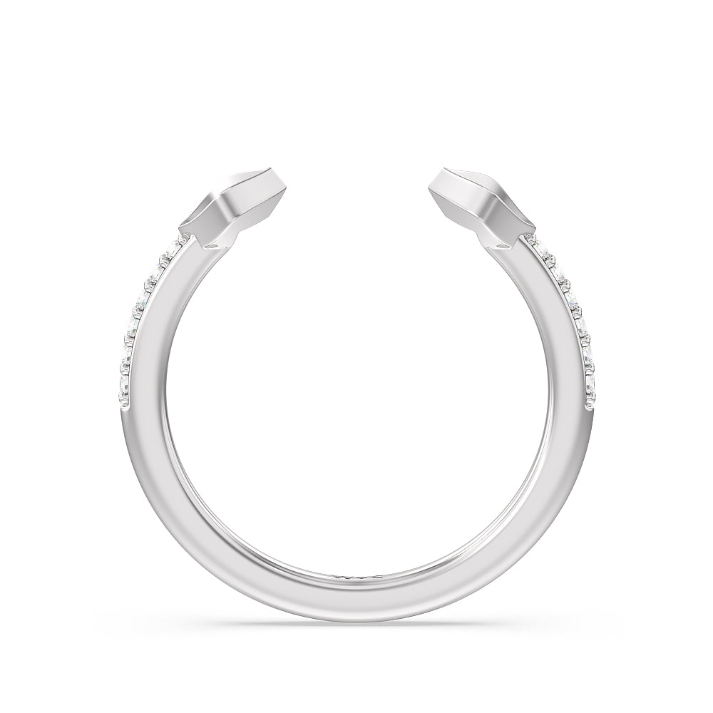 Begonia Bloom Diamond Wedding Band with Platinum Cut Diamond in 14KT Platinum view 2
