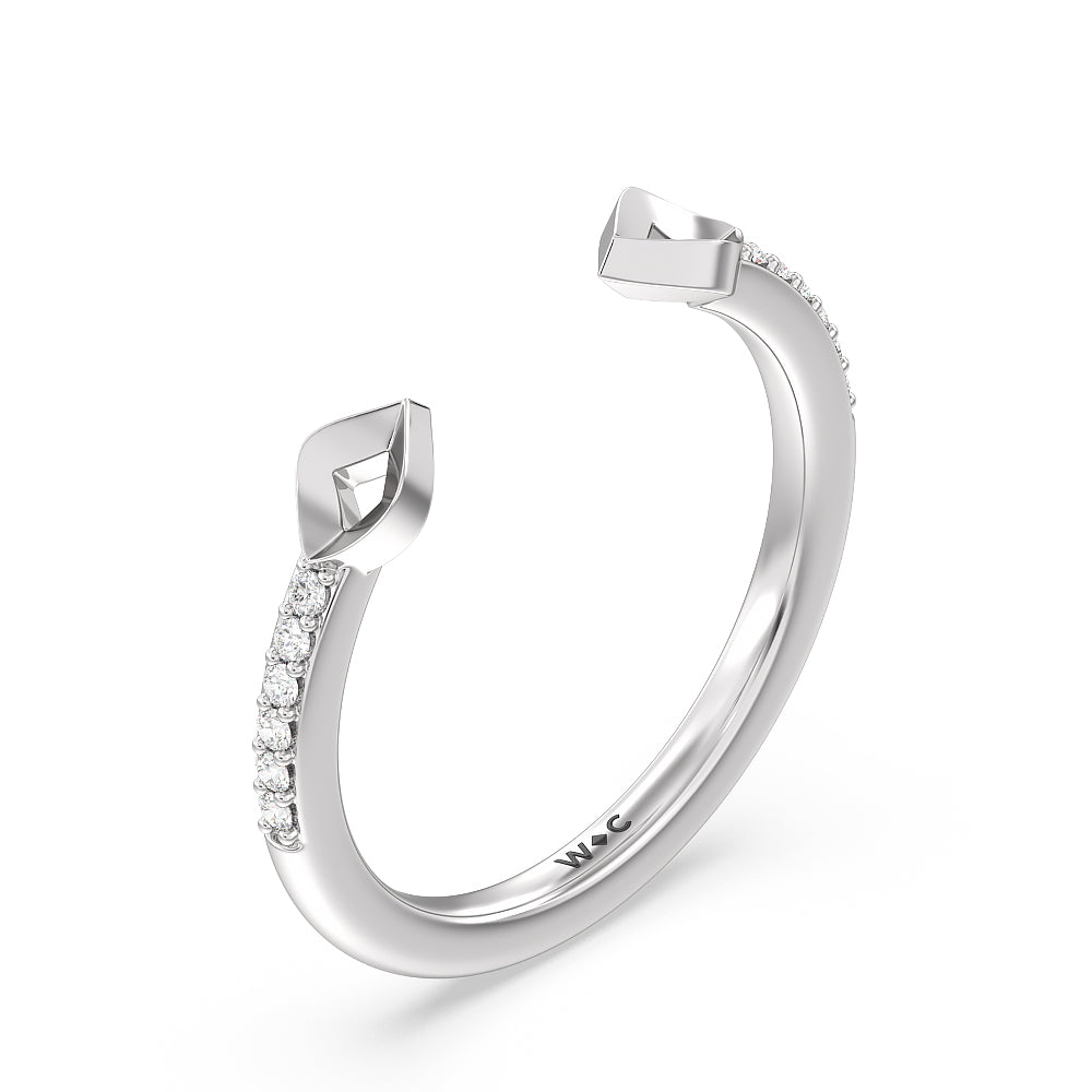 Begonia Bloom Diamond Wedding Band with Platinum Cut Diamond in 14KT Platinum view 4
