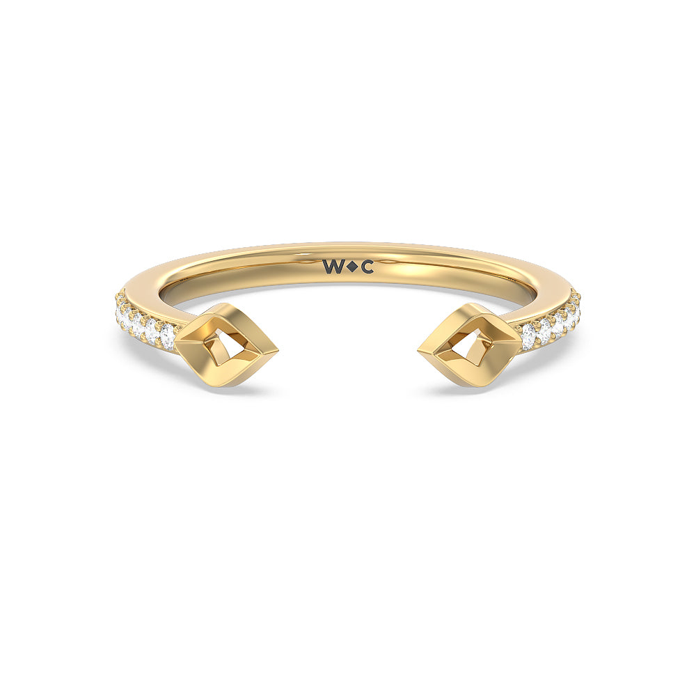Begonia Bloom Diamond Wedding Band with 18KT Yellow Gold Cut Diamond in 14KT Yellow Gold view 1
