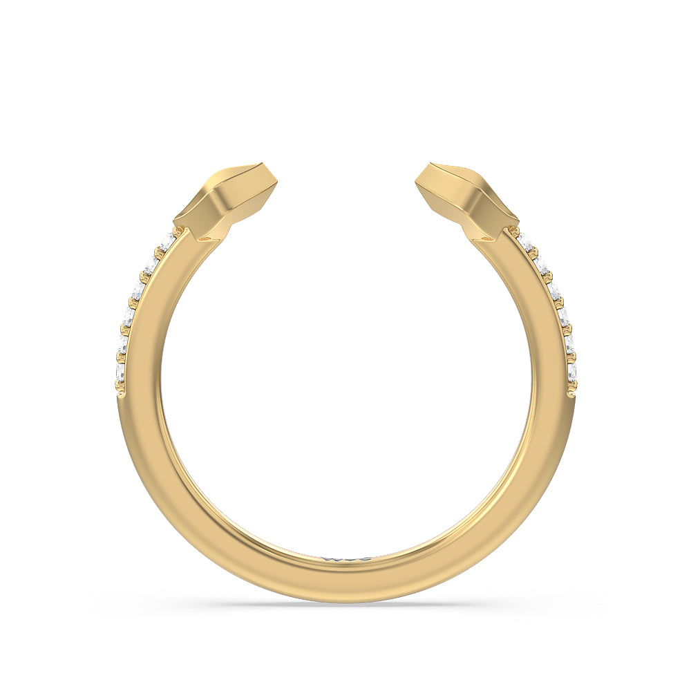 Begonia Bloom Diamond Wedding Band with 18KT Yellow Gold Cut Diamond in 14KT Yellow Gold view 2
